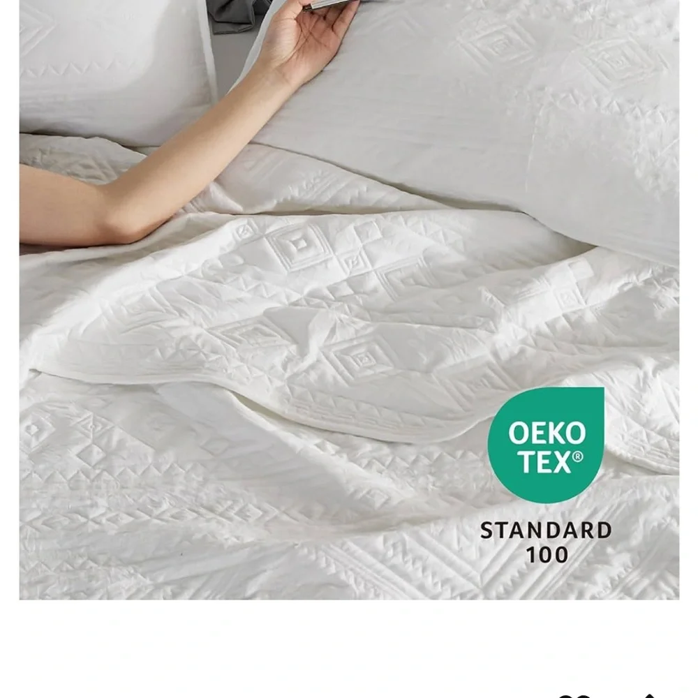 Boho Quilt Queen Size Beige, Modern Geometric Stitched Quilted Bedding Sets